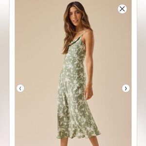 NWOT Altar’d State Mika Midi Dress - Light Sage Green/White Ivory Size Medium